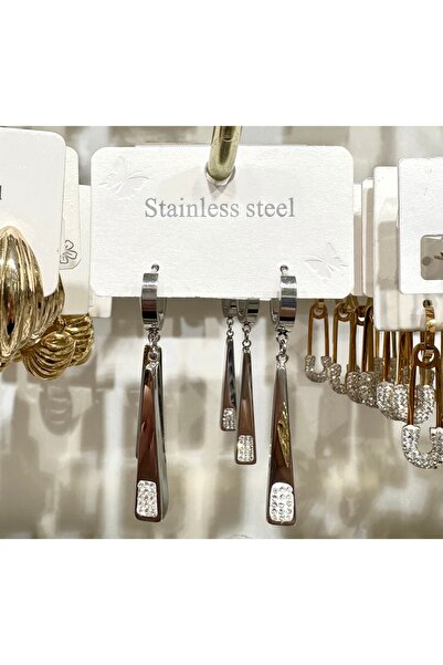 GLOW ACCESSORIES BAE Stainless Steel Special Series Zircon Stone Dangle Stain...