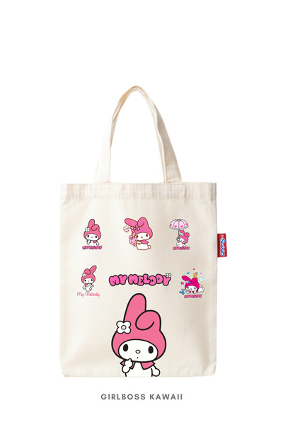 Girlboss Kawaii My Melody Mini Tote Bag/Tablet/Book/Mini Cloth Shopping Bag B...