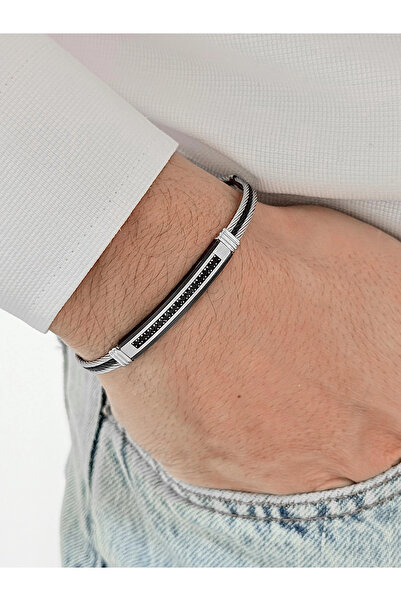 FERRO Black and Silver Steel Men's Bracelet Frj10178A-J 2 Year Warranty Gift ...