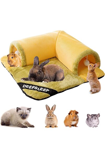 Arabest سرير ونفق للقطط 2 في 1، نفق كبير الحجم من السجاد، قابل للفصل قابل للغسل