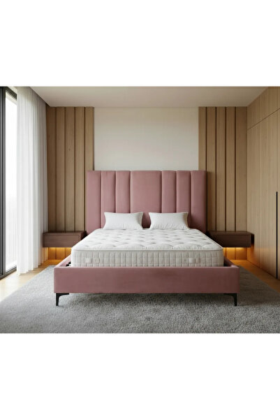 MarketMob Pat Deja Vu 160x200 cm catifea roz cu somieră inclusă