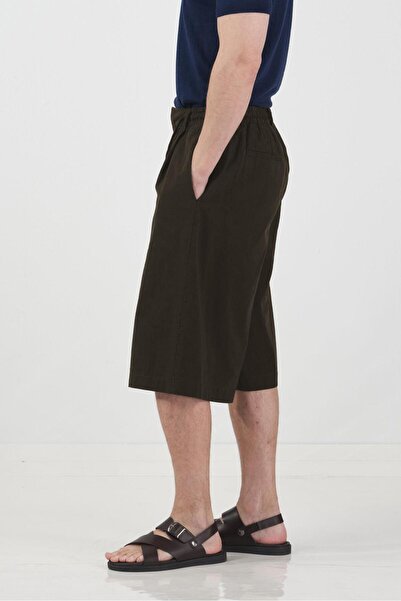 GIESTO Къси панталони от кафяв лен с връзки