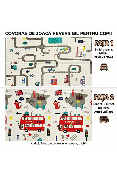 Grandia Covoraș de joacă pliabil pentru bebeluși, izolant, impermeabil , cu d...