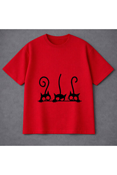 VODEXA Unisex Oversized T-Shirt 3 Cat B Printed 100% P Cotton T-Shirt Comfort...