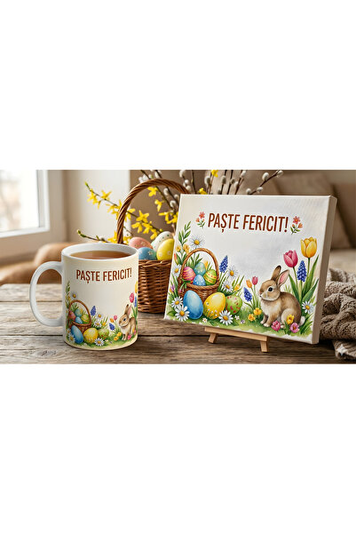 OEM Easter Gift Set - Ceramic Mug and Personalized Canvas Painting, "Happy Ea...