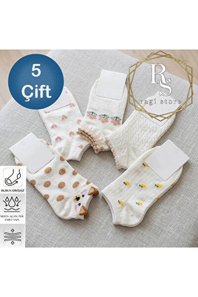 ragistore 5-Pack of Cotton Pairs of Short Women's Socks, Washable