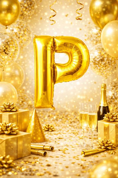 Happyewent Gold "P" Letter Foil Balloon – 100 cm