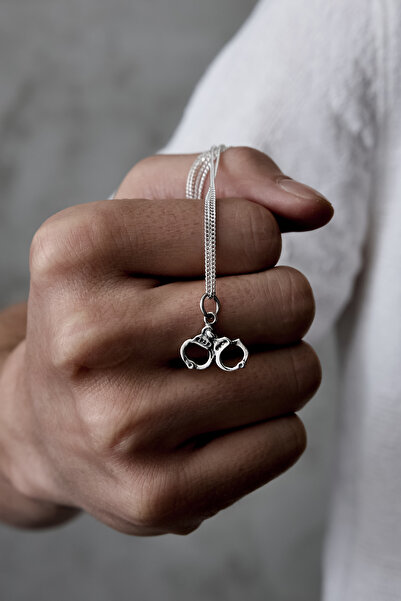 Ebrar Silver Gümüş Kelepçe Kolye 925 Ayar Gümüş Kelepçe Figürlü Unisex Kolye