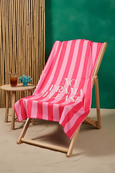 Rivaİstanbul No Drama Please Striped Beach Towel 70X150 cm