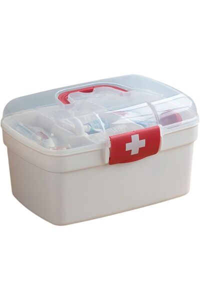 Arabest صندوق تخزين بمقبض وغطاء شفاف قابل للقفل، وصينية قابلة للفصل، طقم طوار...