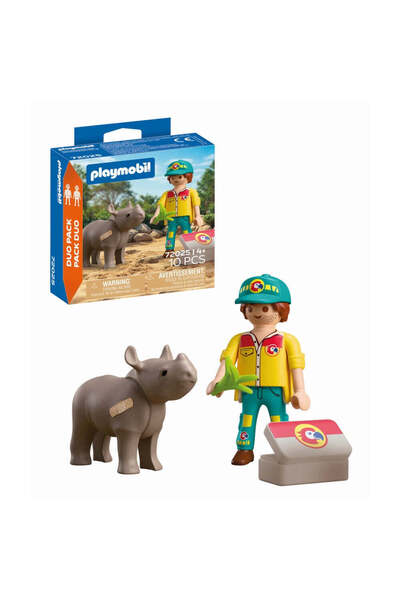 Playmobil Set 2 figurine ingrijitor cu rinocer