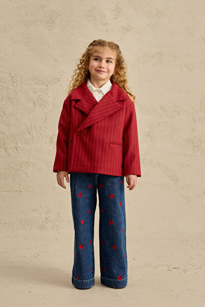 Fahhar Kids Смугастий піджак із широким коміром, червоний
