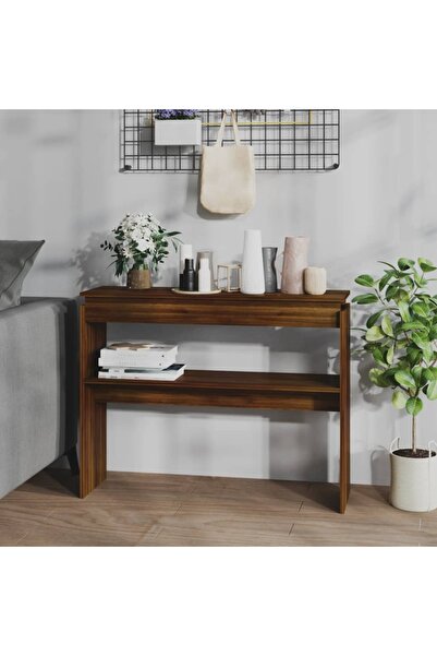 Concept Τραπέζι κονσόλας, καφέ δρυς, 102x30x80 εκ., επεξεργασμένο ξύλο