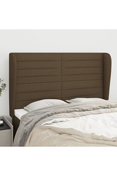 Concept Tăblie de pat cu aripioare maro închis 147x23x118/128 cm textil