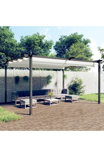 Concept Κιόσκι κήπου, αναδιπλούμενη στέγη, κρεμ, 4x3 μ.