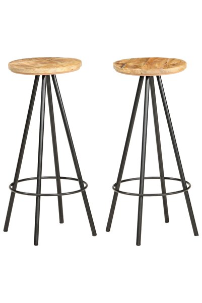 Concept Σκαμπό μπαρ, 2 τεμ., ακατέργαστο ξύλο μάνγκο