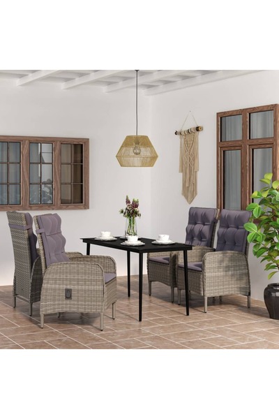 Concept Σετ επίπλων κήπου 5 τεμαχίων με μαξιλάρια, γκρι και μαύρο