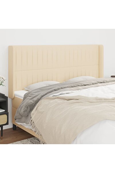 Concept Tăblie de pat cu aripioare, crem, 203x16x118/128 cm, textil