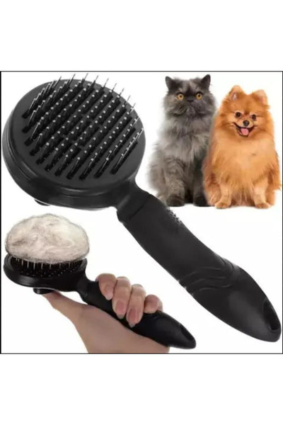 TechGS Perie de Par Ergonomica cu Autocuratare pentru Animale de Companie, Negru