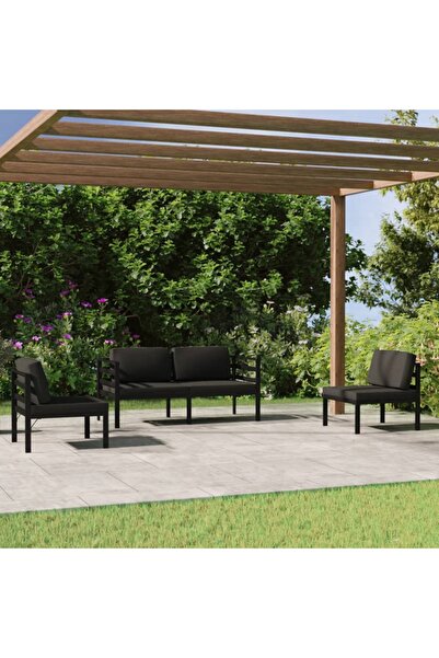 Concept Set mobilier de grădină cu perne, 4 piese, antracit, aluminiu