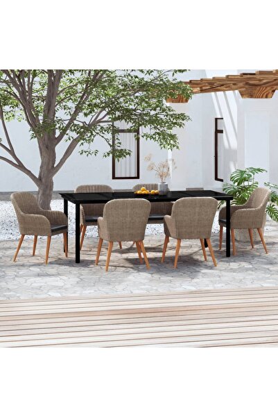 Concept Set mobilier pentru grădină cu perne, 7 piese, maro