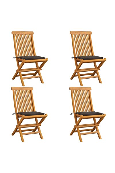 Concept Καρέκλες κήπου με μαξιλάρια σε μπεζ-γκρι χρώμα, 4 τεμάχια, από μασίφ ...