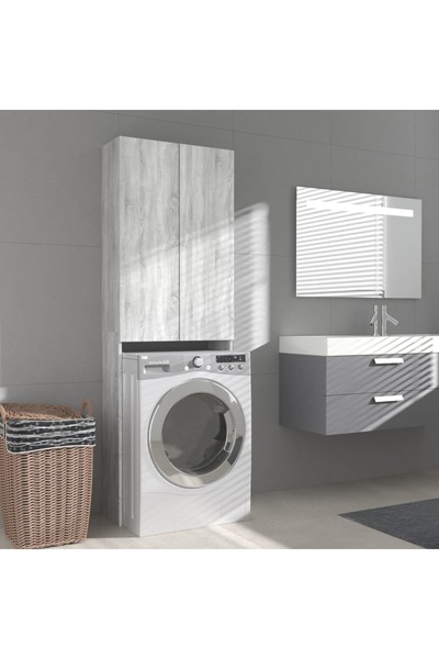 Concept Шкаф за пералня, сиво сонома, 64x25.5x190 см