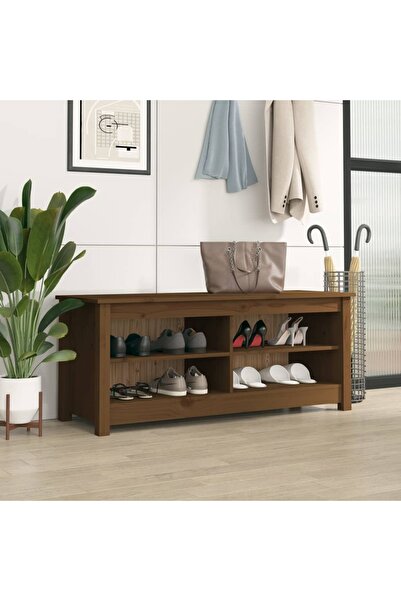 Concept Bancă pentru pantofi, maro miere, 110x38x45,5 cm lemn masiv pin