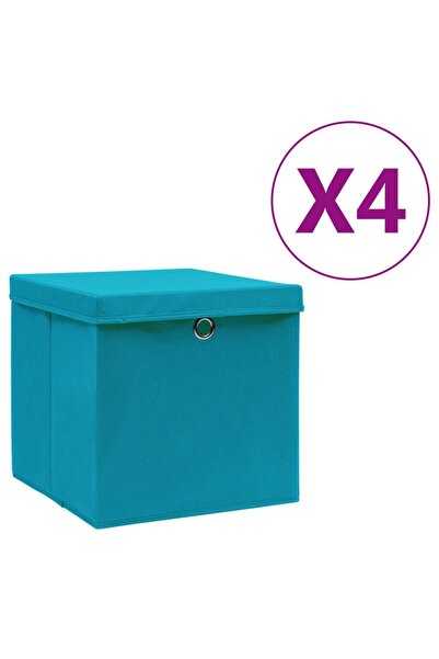 Concept Κουτιά αποθήκευσης με καπάκια, 4 τεμ., μπλε, 28x28x28 εκ.