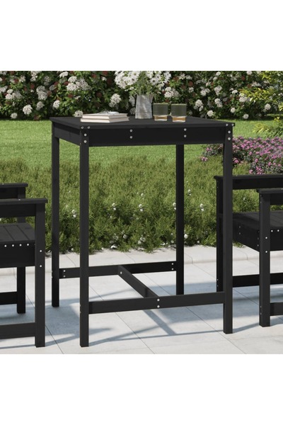 Concept Τραπέζι κήπου, μαύρο, 82,5x82,5x110 cm, μασίφ ξύλο πεύκου