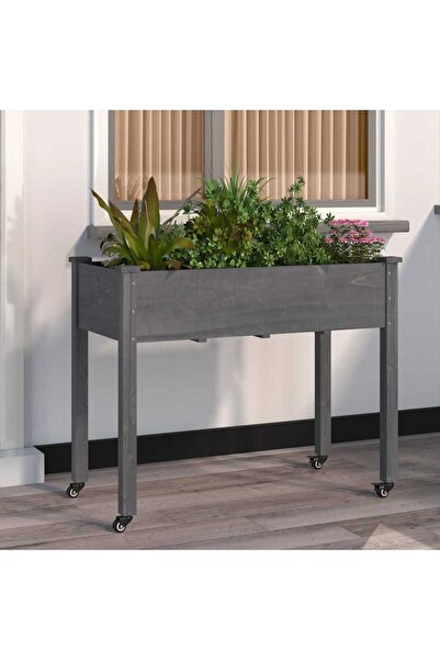 Concept Γλάστρα με ρόδες με Με φόδρα από μασίφ ξύλο ελάτης 118x59x80cm