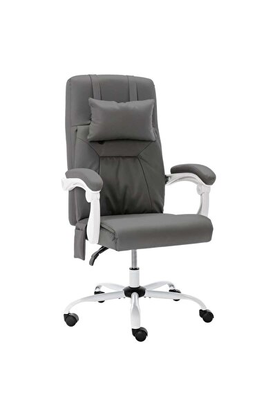 Concept Καρέκλα γραφείου με δυνατότητα μασάζ, γκρι, οικολογικό Δερμάτινο