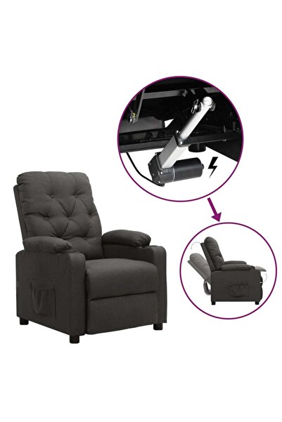 Concept Ανακλινόμενη πολυθρόνα με ανελκυστήρα, σκούρο γκρι, ύφασμα