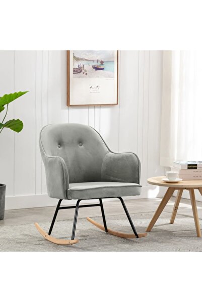 Concept Κουνιστή πολυθρόνα, γκρι, Βελούδο