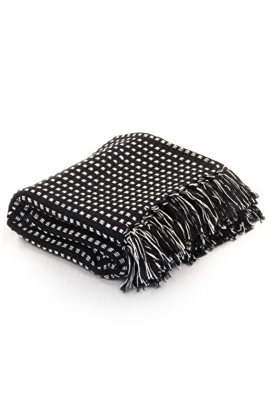 Concept Decorative Blanket with squares, Cotton, 160 x 210 cm, black