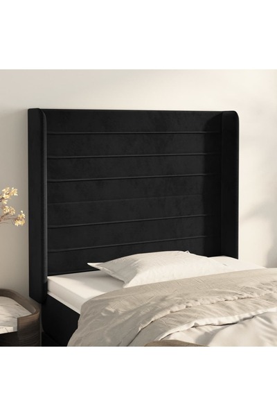 Concept Κομοδίνο με φτερά, μαύρο, 83x16x118/128 cm, Βελούδο