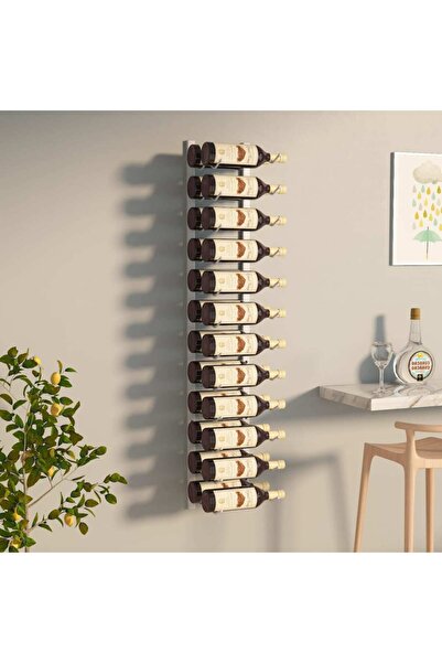 Concept Ράφι μπουκαλιών κρασιού, επιτοίχια, 24 μπουκάλια, λευκό, σιδερένιο
