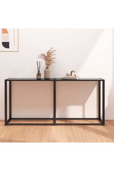 Concept Τραπέζι κονσόλας, μαύρο, 160x35x75,5 cm, σκληρυμένο γυαλί