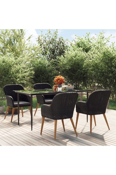 Concept Σετ τραπεζιού κήπου 5 τεμαχίων με μαξιλάρια, μαύρο