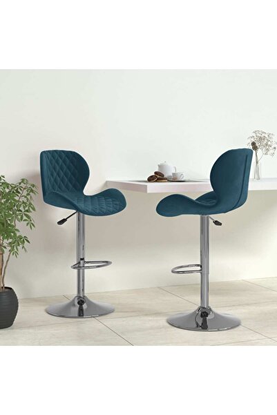 Concept Scaune de bar, 2 buc., albastru, catifea