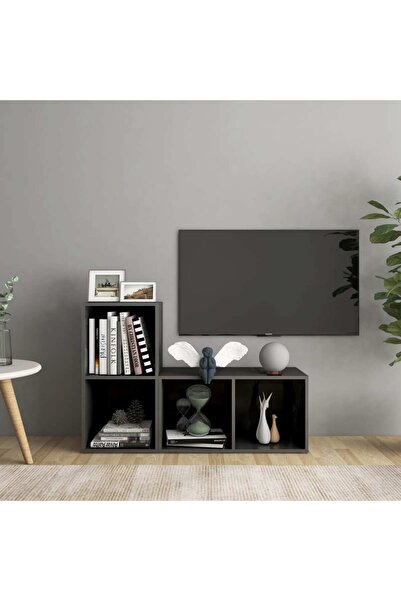 Concept Comode TV, 2 buc., gri extralucios, 72x35x36,5 cm, PAL