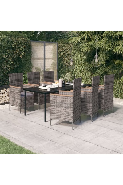 Concept Σετ επίπλων κήπου 7 τεμαχίων με μαξιλάρια, γκρι