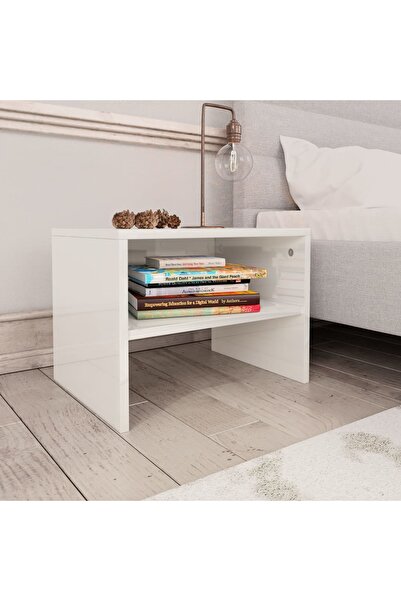 Concept Bedside table, glossy white, 40 x 30 x 30 cm, chipboard