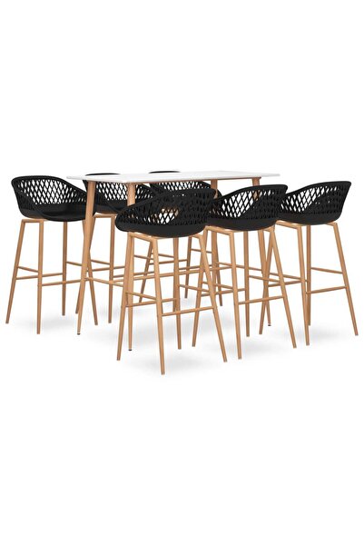 Concept Σετ επίπλων μπαρ, 7 τεμάχια, λευκό και μαύρο