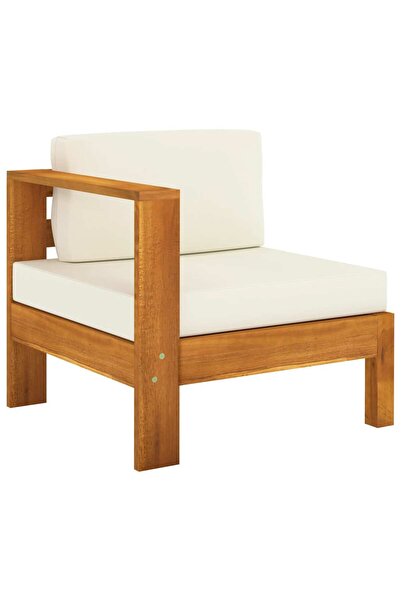 Concept Canapea de mijloc cu 1 cotieră, alb crem, lemn masiv de acacia