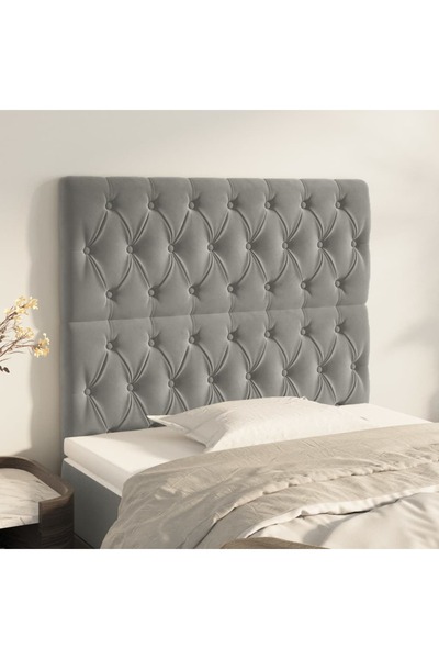 Concept Tăblii de pat, 2 buc, gri deschis, 90x7x78/88 cm, catifea