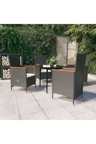 Concept Set mobilier de grădină cu perne, 5 piese, negru
