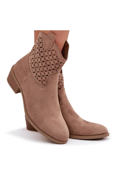 BOTO Ghete perforate pentru femei cu toc bej Briavine 41