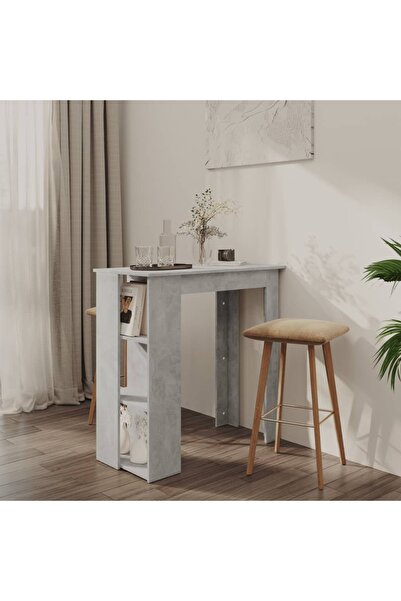 Concept Τραπέζι μπαρ με ράφι, γκρι σκυροδέματος, 102x50x103,5 cm, μοριοσανίδα