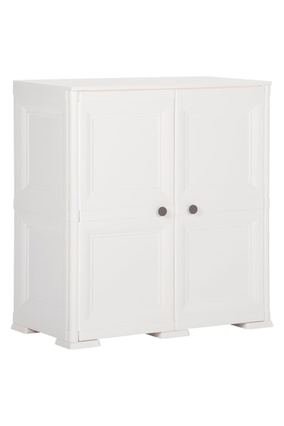 Concept Dulap din plastic, 79x43x85,5 cm, alb, design de lemn